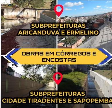 Obras em Córregos Subprefeituras Aricanduva, Ermelino, Cidade Tiradentes e Sapopemba