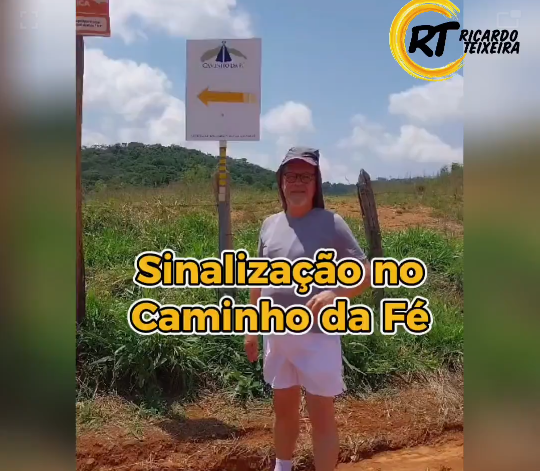 Vereador Ricardo Teixeira no Caminho da Fé – Sinalização – Seta Amarela