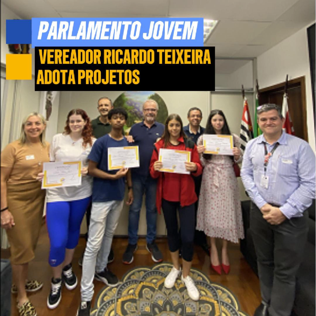 Vereador Ricardo Teixeira adota quatro projetos de lei do Parlamento Jovem