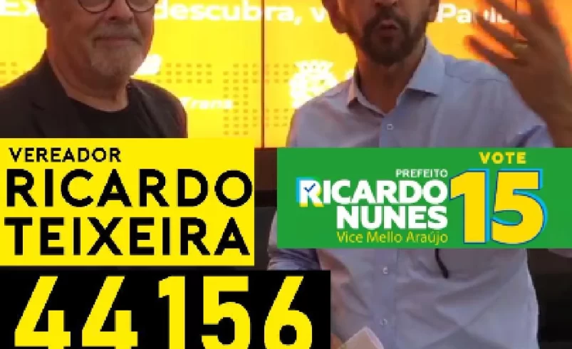 
  Ônibus de graça aos Domingos é Vereador Ricardo Teixeira 44156 e Prefeito Ricardo Nunes 15